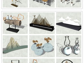 精品室内新中式装饰摆件饰品组件SU模型设计图下载指南